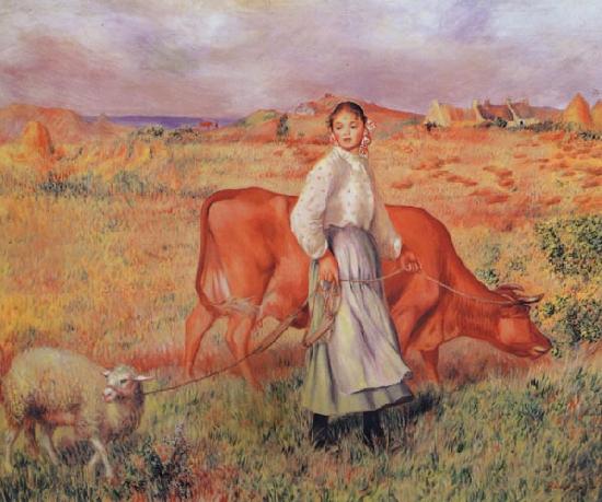 Pierre Renoir The Shepherdess the Cow and the Ewe Norge oil painting art